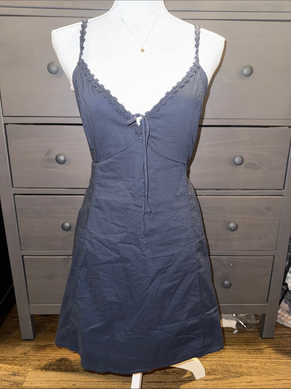 Women’s Navy Lace-Trim Slip Dress